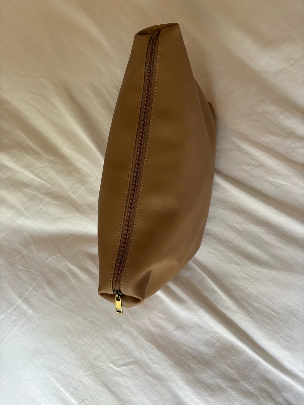 Anthropologie Tan Zip Cosmetic Pouch